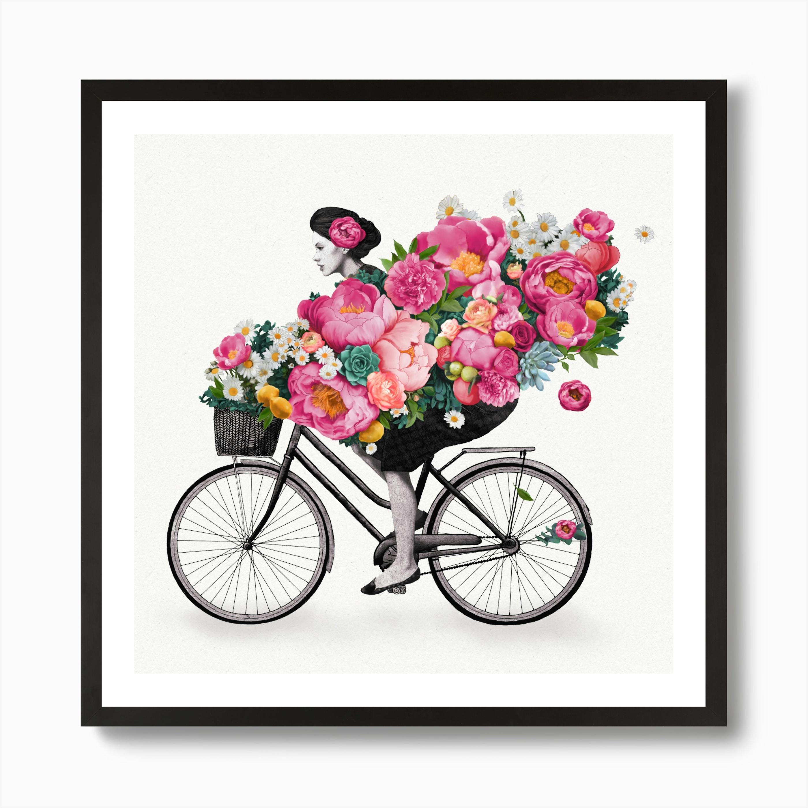 LARGE A3 SIZE QUALITY CANVAS ART PRINT Old Bicycle & Flowers LARGE A3 SIZE QUALITY CANVAS ART PRINT Old Bicycle & Flowers